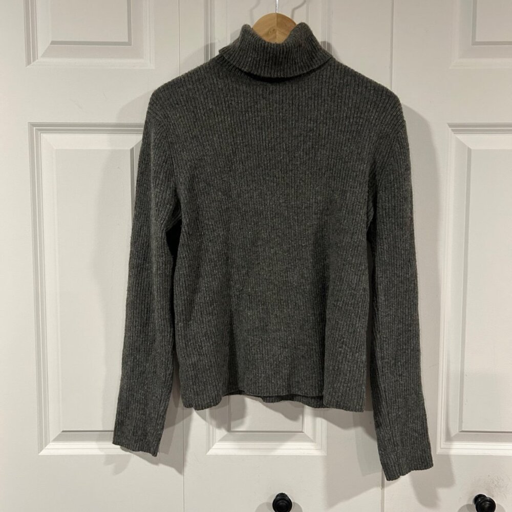 Vintage 90s Abercrombie Ribbed Wool Blend Turtleneck Sweater Minimalist Medium